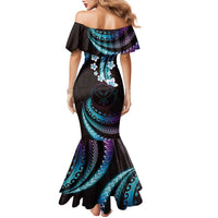 Hawaii Map Kanaka Maoli Family Matching Mermaid Dress and Hawaiian Shirt Fantastic Frangipani Amethyst Gradient LT01 - Polynesian Pride