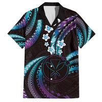 Hawaii Map Kanaka Maoli Family Matching Off The Shoulder Long Sleeve Dress and Hawaiian Shirt Fantastic Frangipani Amethyst Gradient LT01 Dad's Shirt - Short Sleeve Purple - Polynesian Pride