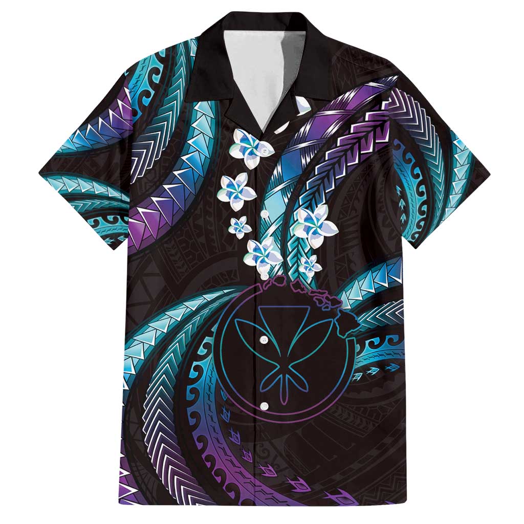Hawaii Map Kanaka Maoli Family Matching Off Shoulder Short Dress and Hawaiian Shirt Fantastic Frangipani Amethyst Gradient LT01 Dad's Shirt - Short Sleeve Purple - Polynesian Pride