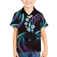 Hawaii Map Kanaka Maoli Family Matching Puletasi and Hawaiian Shirt Fantastic Frangipani Amethyst Gradient LT01 Son's Shirt Purple - Polynesian Pride