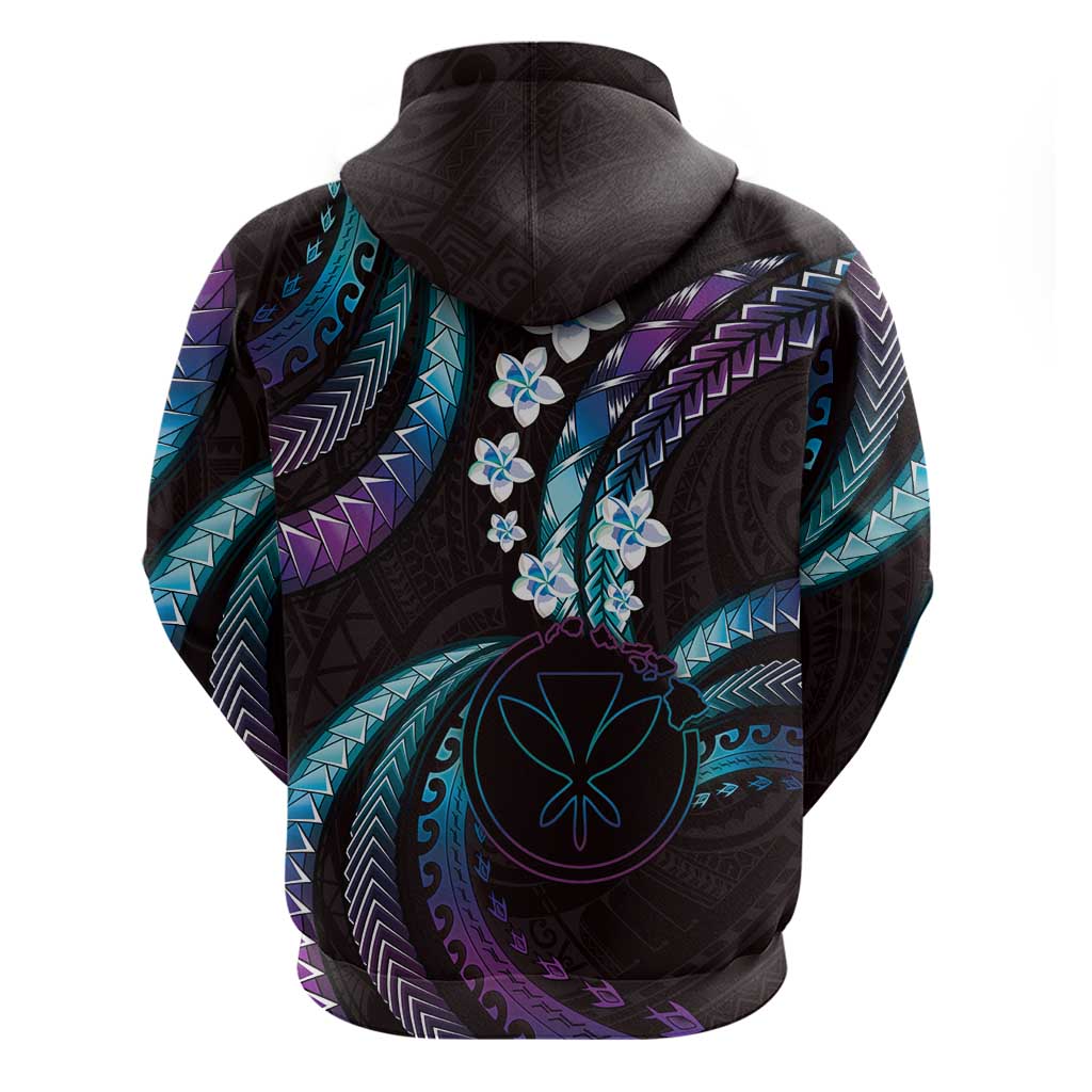 Hawaii Map Kanaka Maoli Hoodie Fantastic Frangipani Amethyst Gradient