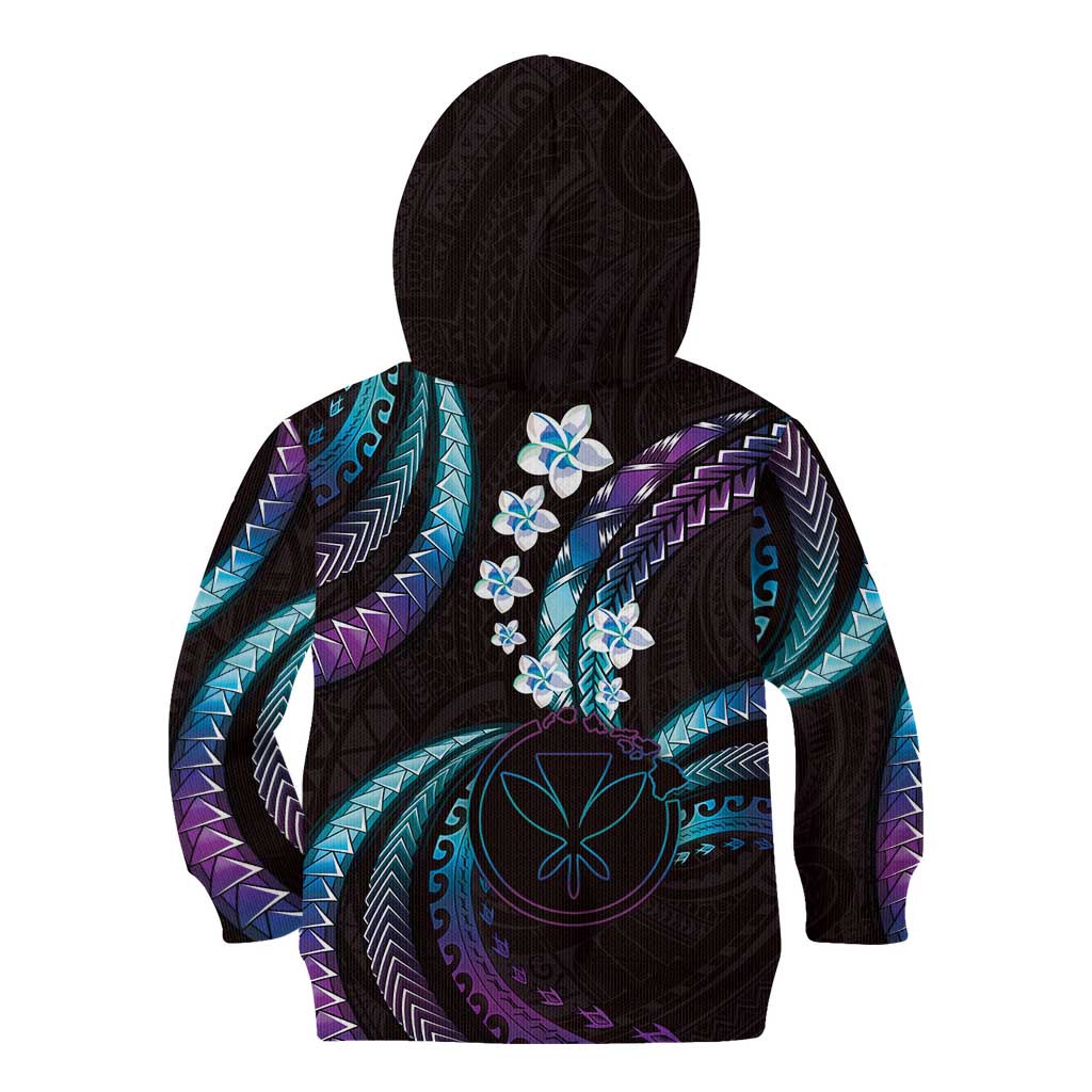 Hawaii Map Kanaka Maoli Kid Hoodie Fantastic Frangipani Amethyst Gradient LT01 - Polynesian Pride