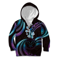 Hawaii Map Kanaka Maoli Kid Hoodie Fantastic Frangipani Amethyst Gradient LT01 Zip Hoodie Purple - Polynesian Pride