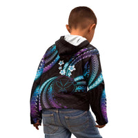 Hawaii Map Kanaka Maoli Kid Hoodie Fantastic Frangipani Amethyst Gradient LT01 - Polynesian Pride