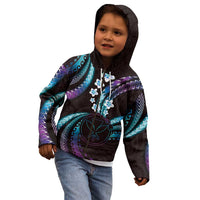 Hawaii Map Kanaka Maoli Kid Hoodie Fantastic Frangipani Amethyst Gradient LT01 - Polynesian Pride