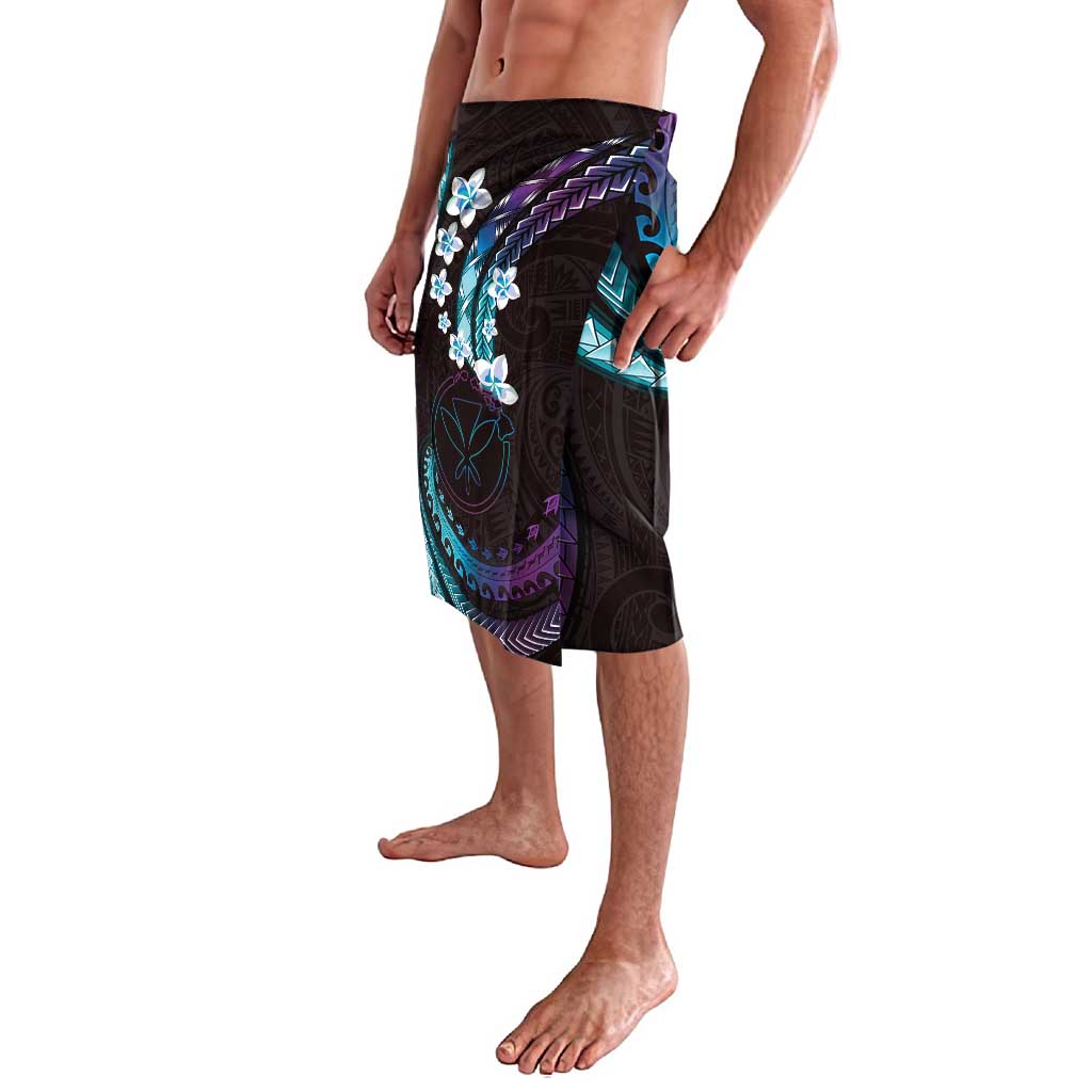 Hawaii Map Kanaka Maoli Lavalava Fantastic Frangipani Amethyst Gradient LT01 - Polynesian Pride