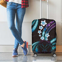 Hawaii Map Kanaka Maoli Luggage Cover Fantastic Frangipani Amethyst Gradient