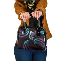 Hawaii Map Kanaka Maoli Shoulder Handbag Fantastic Frangipani Amethyst Gradient