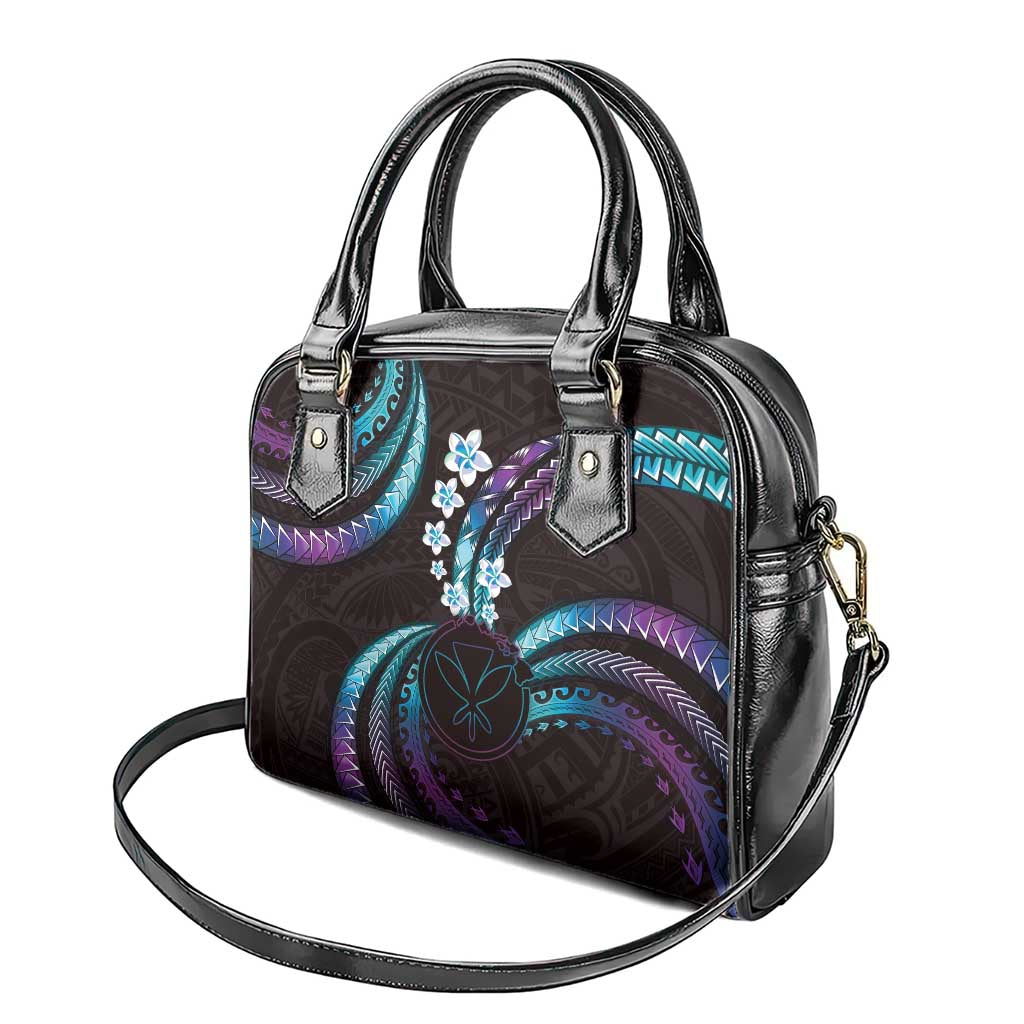Hawaii Map Kanaka Maoli Shoulder Handbag Fantastic Frangipani Amethyst Gradient