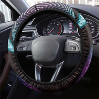 Hawaii Map Kanaka Maoli Steering Wheel Cover Fantastic Frangipani Amethyst Gradient