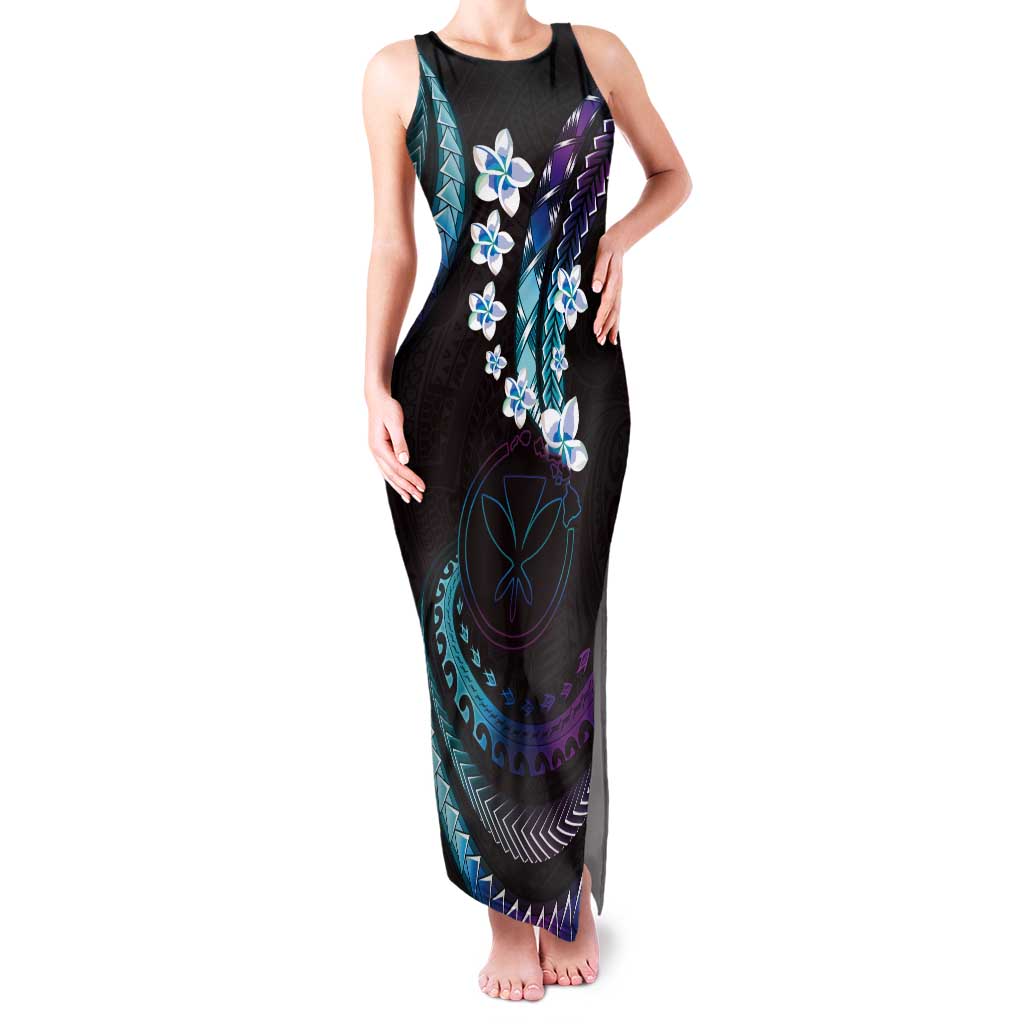 Hawaii Map Kanaka Maoli Tank Maxi Dress Fantastic Frangipani Amethyst Gradient
