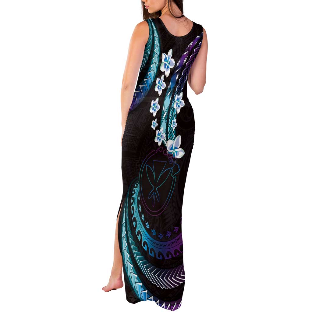 Hawaii Map Kanaka Maoli Tank Maxi Dress Fantastic Frangipani Amethyst Gradient