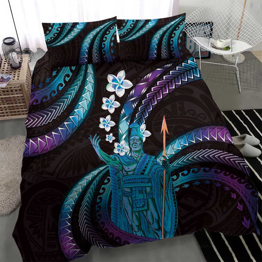 Hawaii King Kamehameha Bedding Set Fantastic Plumeria Amethyst Gradient LT01 - Polynesian Pride