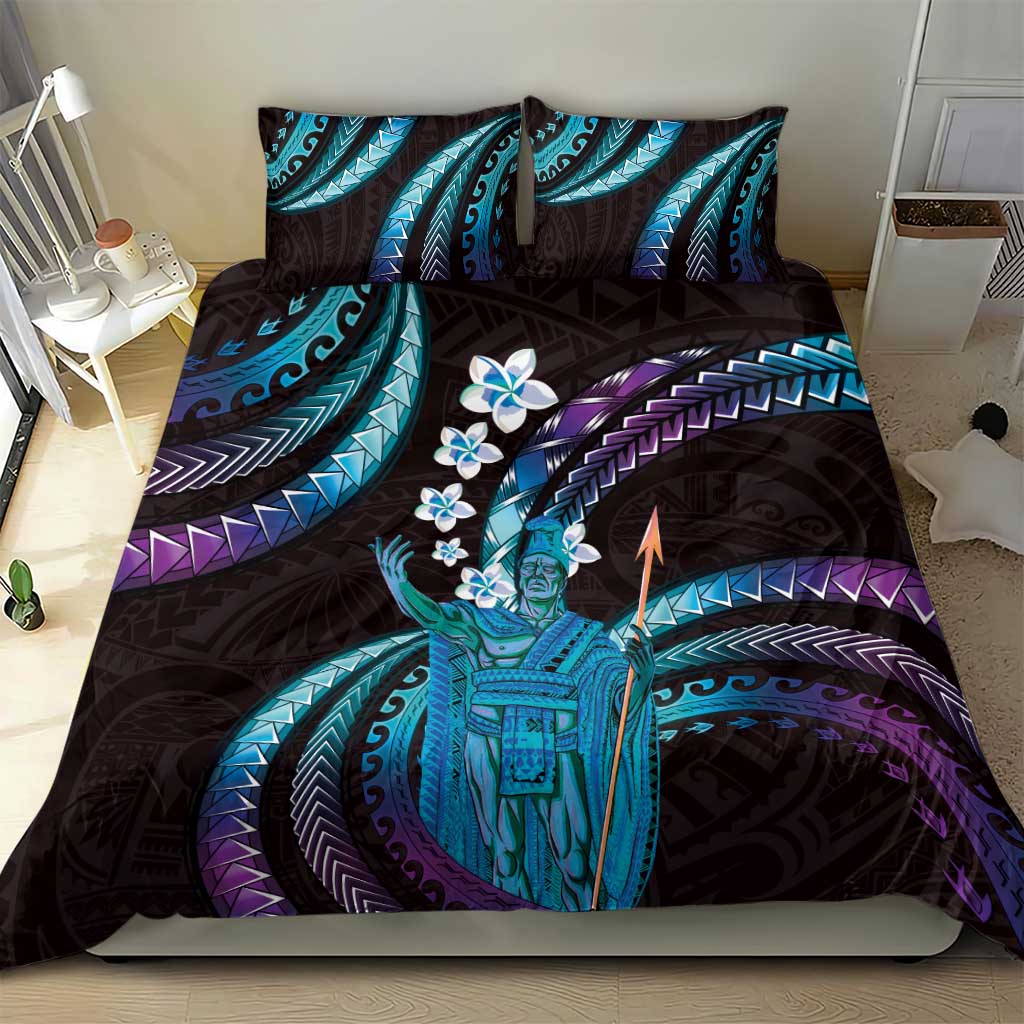 Hawaii King Kamehameha Bedding Set Fantastic Plumeria Amethyst Gradient LT01 - Polynesian Pride