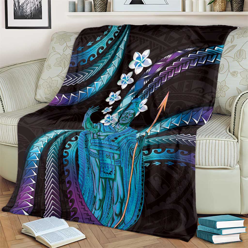 Hawaii King Kamehameha Blanket Fantastic Plumeria Amethyst Gradient