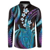 Hawaii King Kamehameha Button Sweatshirt Fantastic Plumeria Amethyst Gradient LT01 Purple - Polynesian Pride