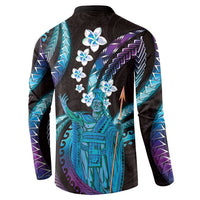 Hawaii King Kamehameha Button Sweatshirt Fantastic Plumeria Amethyst Gradient LT01 - Polynesian Pride