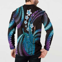 Hawaii King Kamehameha Button Sweatshirt Fantastic Plumeria Amethyst Gradient LT01 - Polynesian Pride