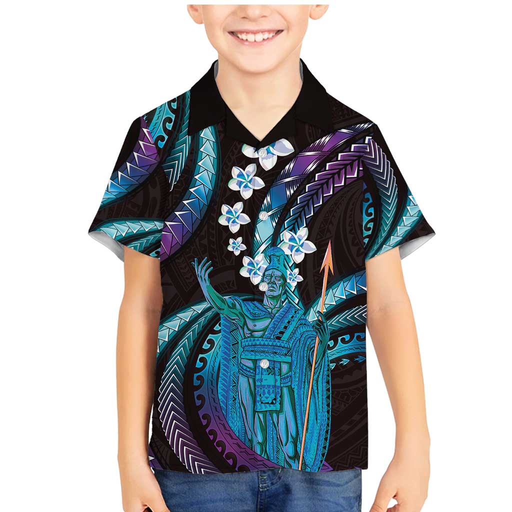 Hawaii King Kamehameha Family Matching Mermaid Dress and Hawaiian Shirt Fantastic Plumeria Amethyst Gradient LT01 Son's Shirt Purple - Polynesian Pride