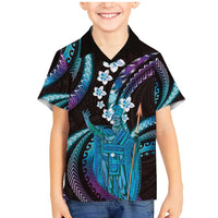 Hawaii King Kamehameha Family Matching Mermaid Dress and Hawaiian Shirt Fantastic Plumeria Amethyst Gradient LT01 Son's Shirt Purple - Polynesian Pride