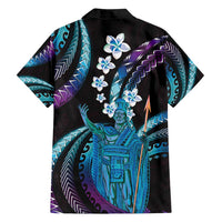 Hawaii King Kamehameha Family Matching Off Shoulder Maxi Dress and Hawaiian Shirt Fantastic Plumeria Amethyst Gradient LT01 - Polynesian Pride