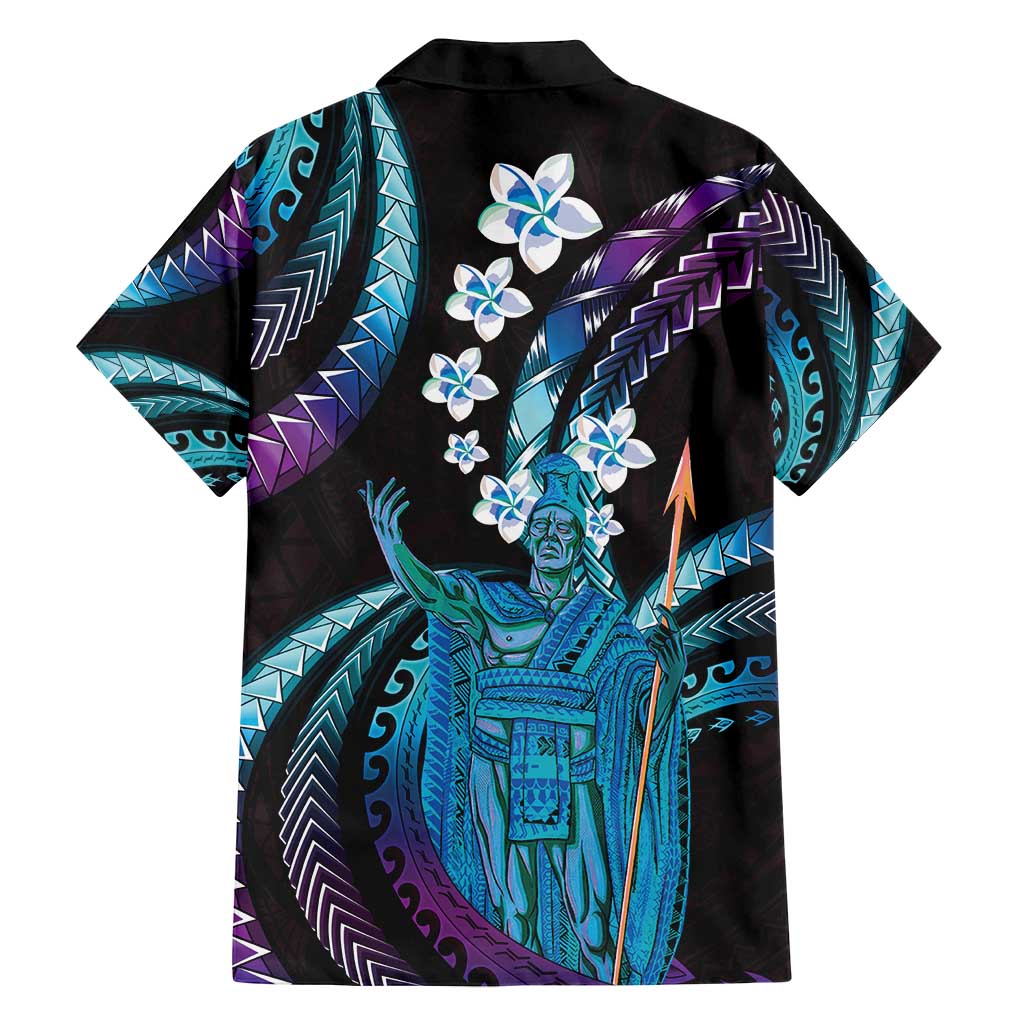 Hawaii King Kamehameha Family Matching Off Shoulder Short Dress and Hawaiian Shirt Fantastic Plumeria Amethyst Gradient LT01 - Polynesian Pride