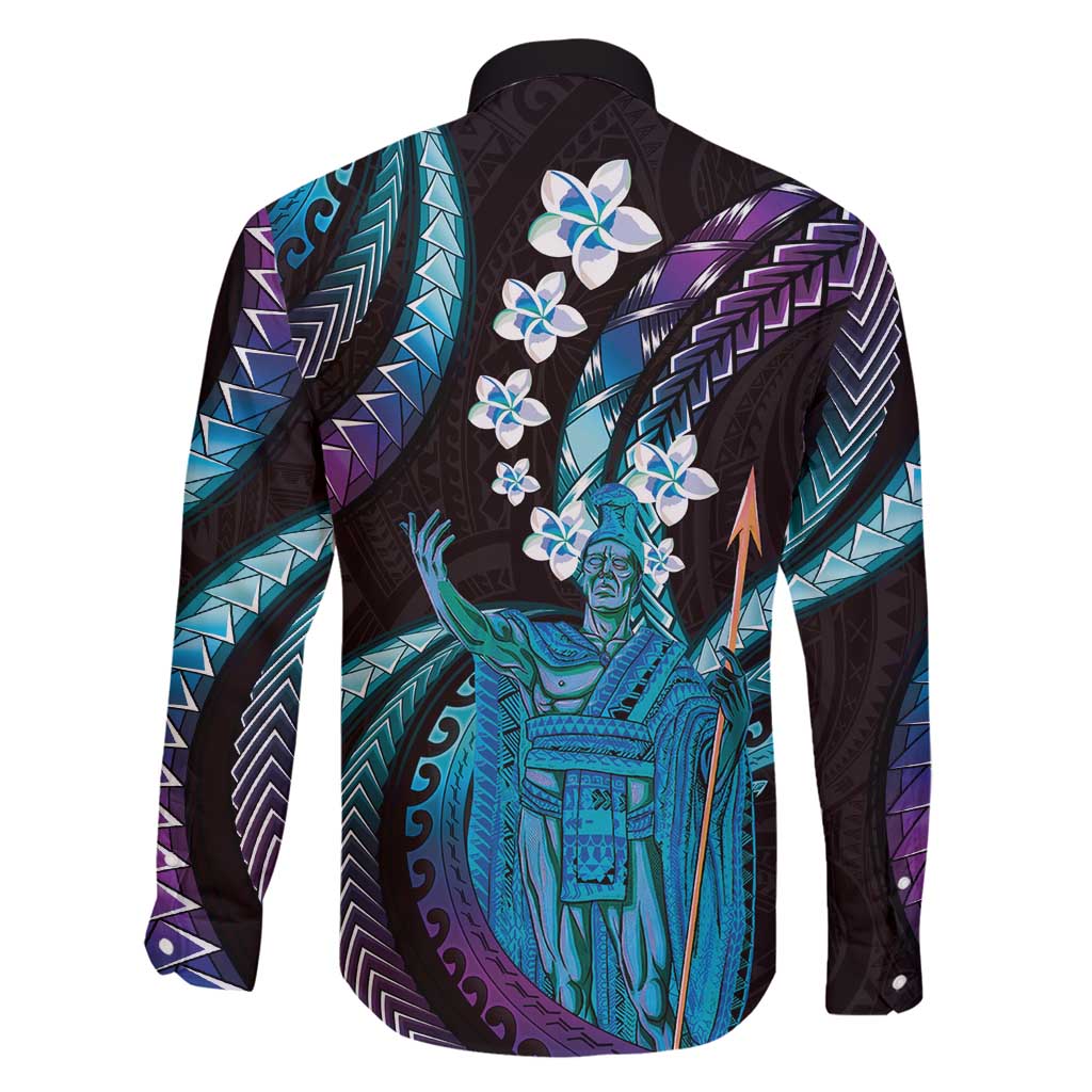 Hawaii King Kamehameha Family Matching Puletasi and Hawaiian Shirt Fantastic Plumeria Amethyst Gradient LT01 - Polynesian Pride