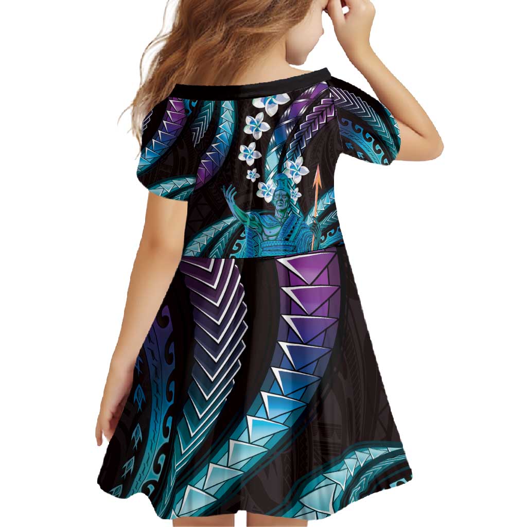 Hawaii King Kamehameha Family Matching Summer Maxi Dress and Hawaiian Shirt Fantastic Plumeria Amethyst Gradient