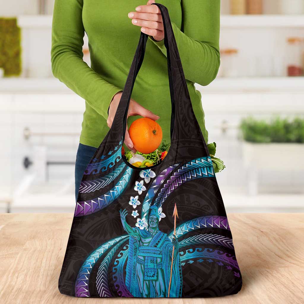 Hawaii King Kamehameha Grocery Bag Fantastic Plumeria Amethyst Gradient