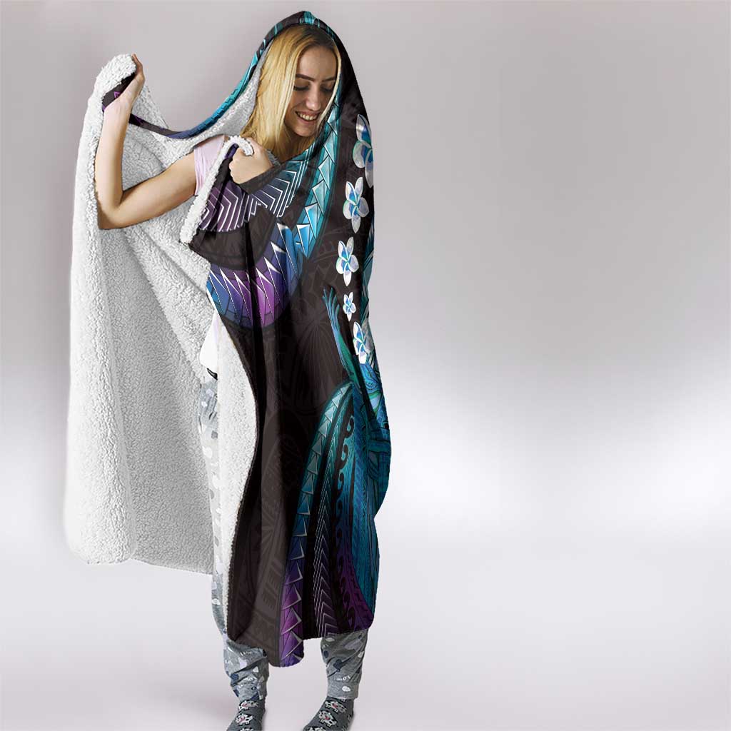 Hawaii King Kamehameha Hooded Blanket Fantastic Plumeria Amethyst Gradient