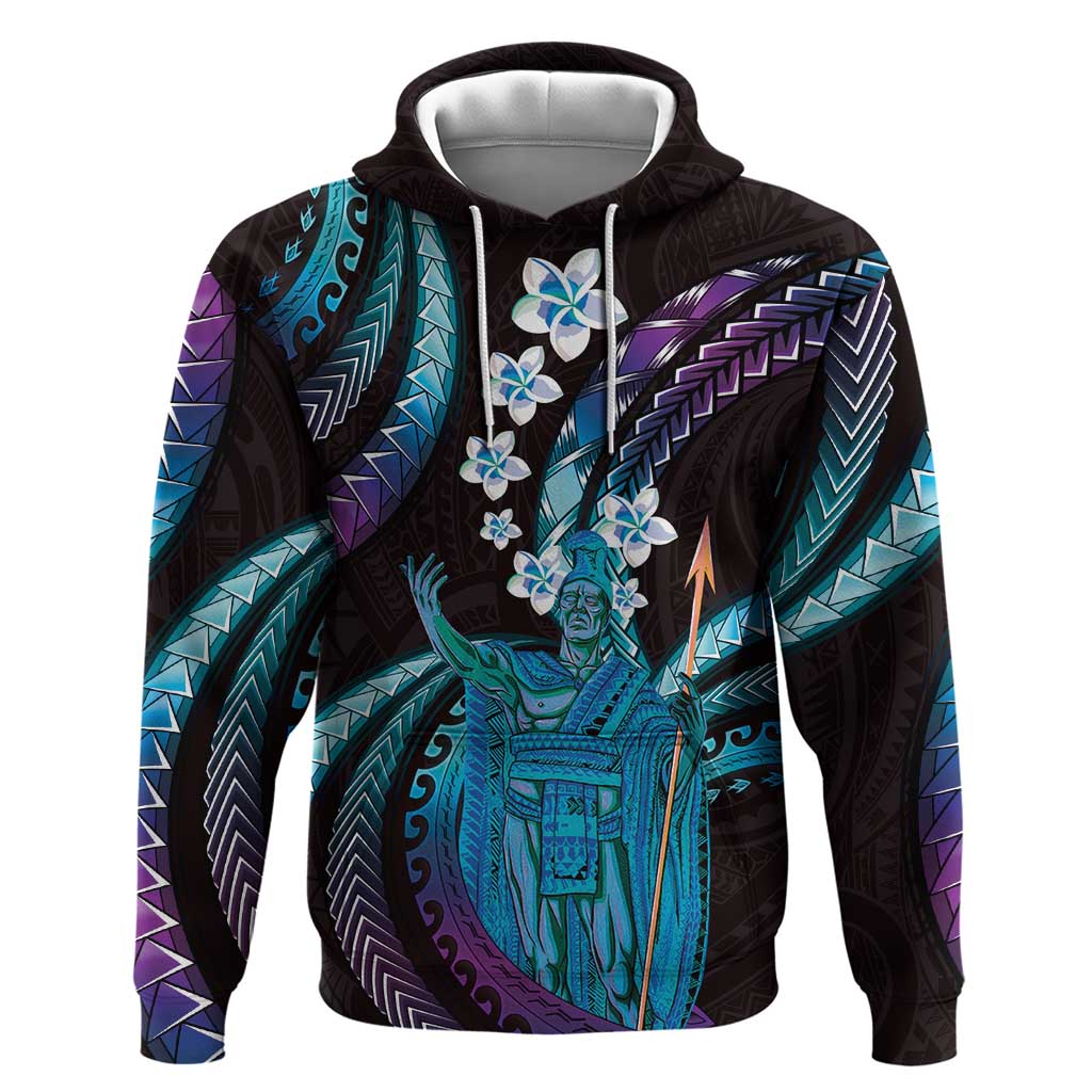 Hawaii King Kamehameha Hoodie Fantastic Plumeria Amethyst Gradient