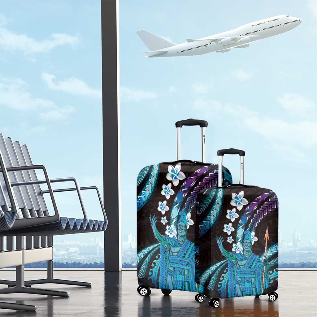 Hawaii King Kamehameha Luggage Cover Fantastic Plumeria Amethyst Gradient