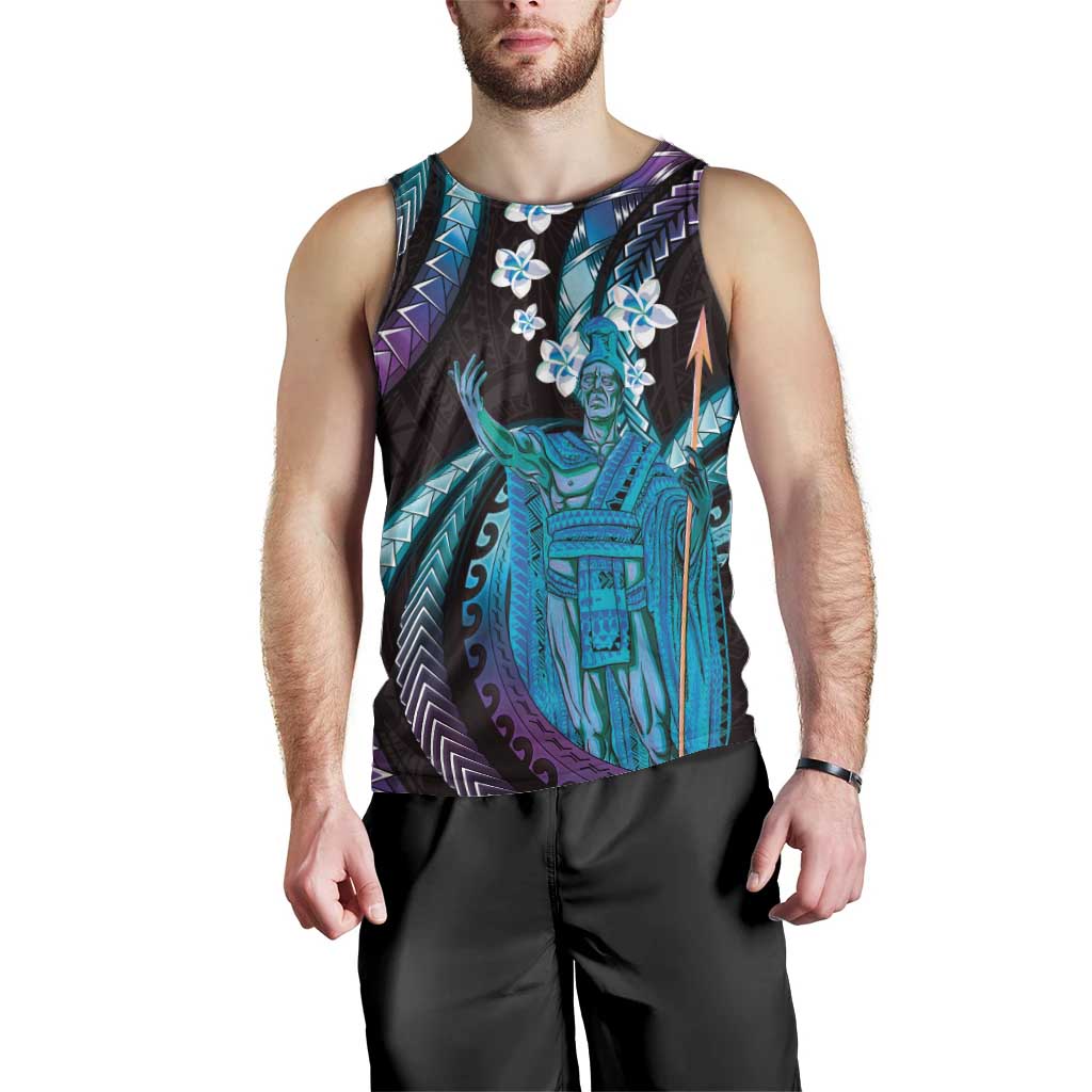 Hawaii King Kamehameha Men Tank Top Fantastic Plumeria Amethyst Gradient
