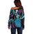 Hawaii King Kamehameha Off Shoulder Sweater Fantastic Plumeria Amethyst Gradient
