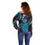 Hawaii King Kamehameha Off Shoulder Sweater Fantastic Plumeria Amethyst Gradient