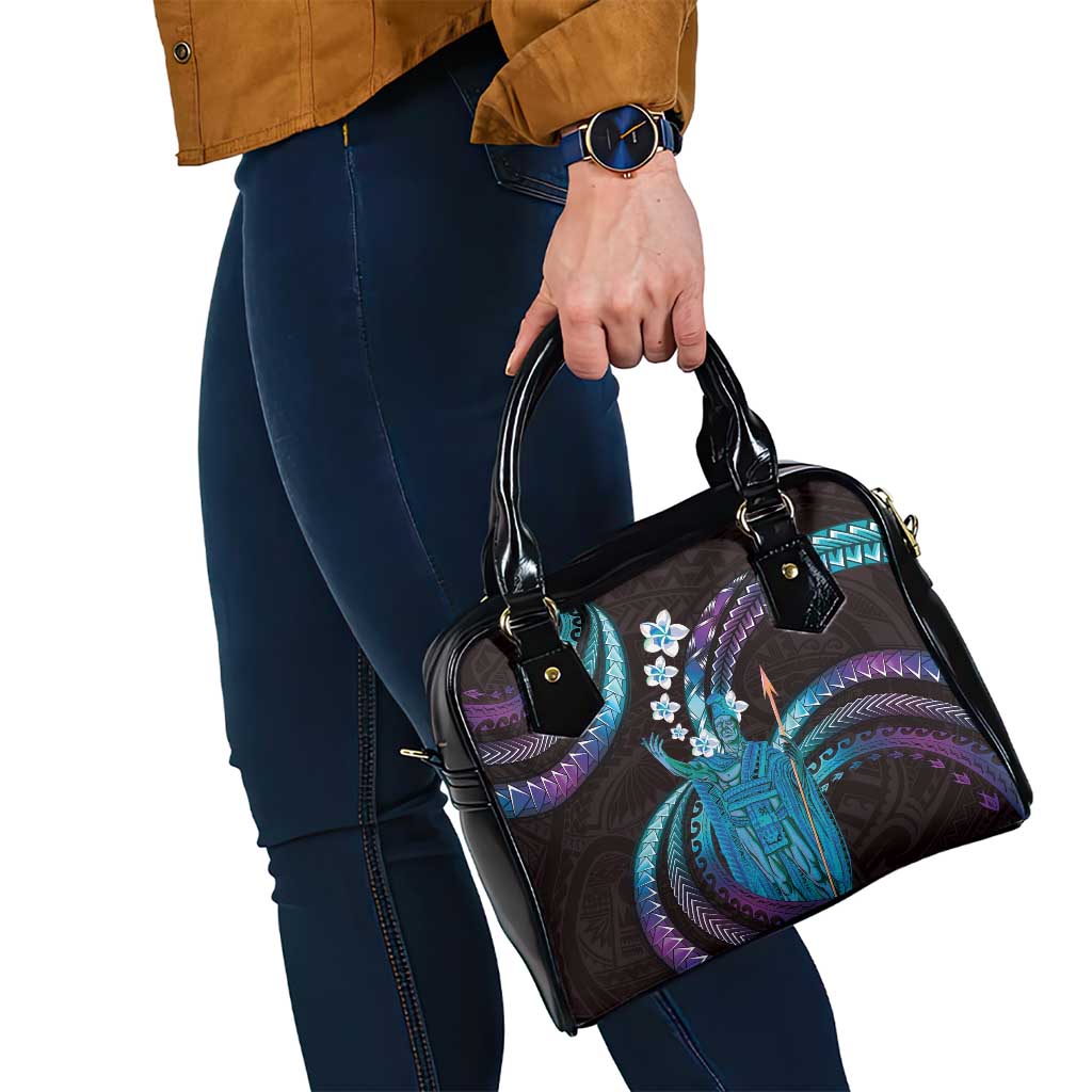 Hawaii King Kamehameha Shoulder Handbag Fantastic Plumeria Amethyst Gradient