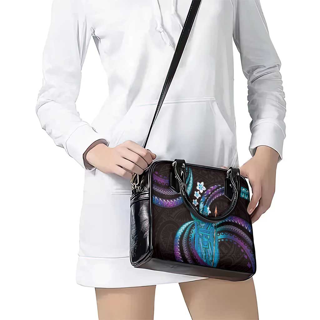 Hawaii King Kamehameha Shoulder Handbag Fantastic Plumeria Amethyst Gradient