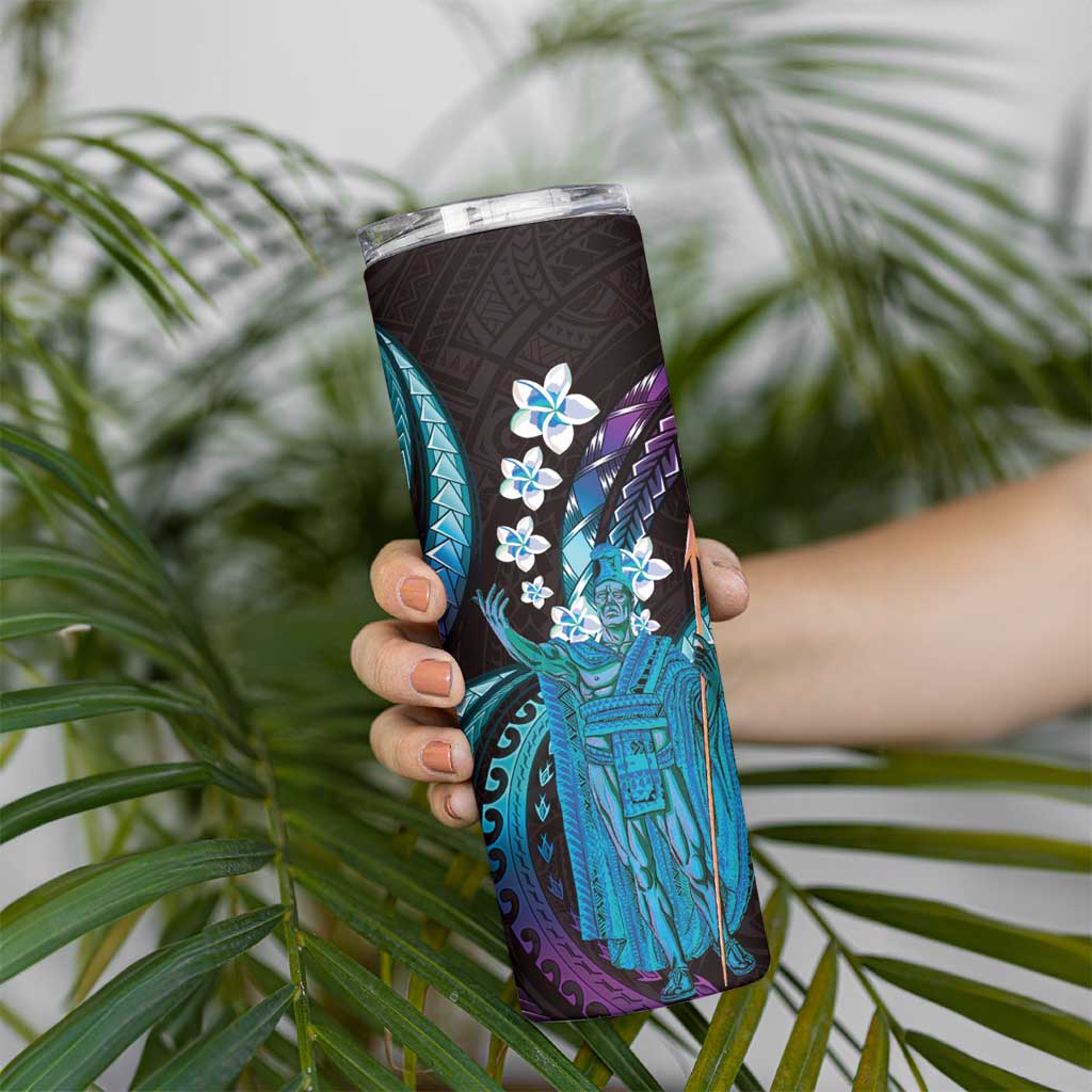 Hawaii King Kamehameha Skinny Tumbler Fantastic Plumeria Amethyst Gradient LT01 - Polynesian Pride