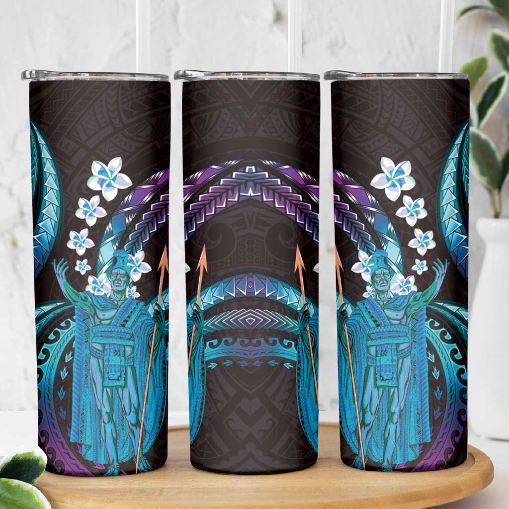 Hawaii King Kamehameha Skinny Tumbler Fantastic Plumeria Amethyst Gradient LT01 - Polynesian Pride