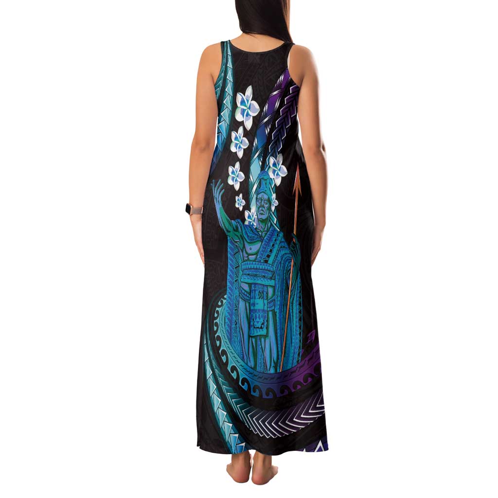 Hawaii King Kamehameha Tank Maxi Dress Fantastic Plumeria Amethyst Gradient