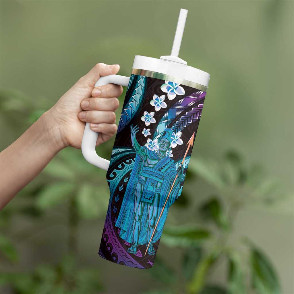 Hawaii King Kamehameha Tumbler With Handle Fantastic Plumeria Amethyst Gradient