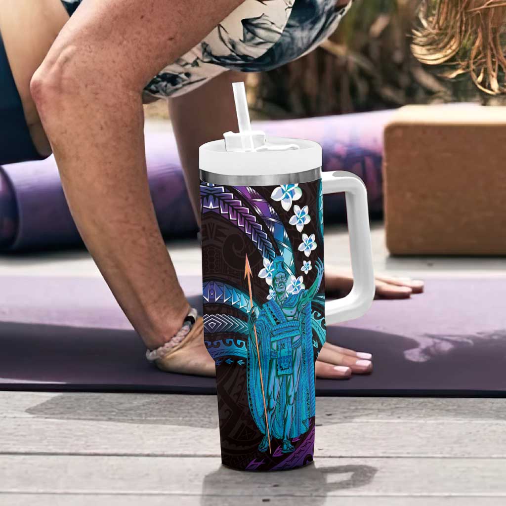 Hawaii King Kamehameha Tumbler With Handle Fantastic Plumeria Amethyst Gradient
