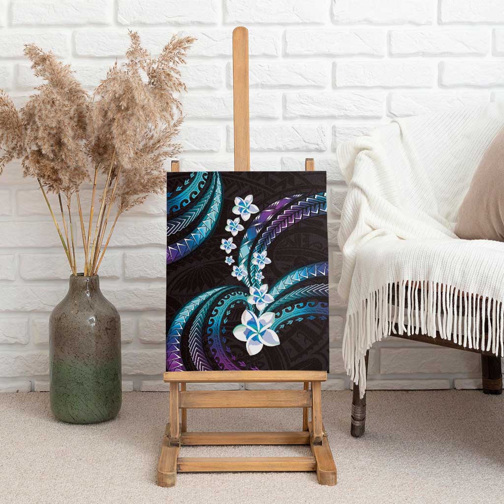 Hawaii Plumeria Canvas Wall Art Amethyst Gradient Polynesian Pattern