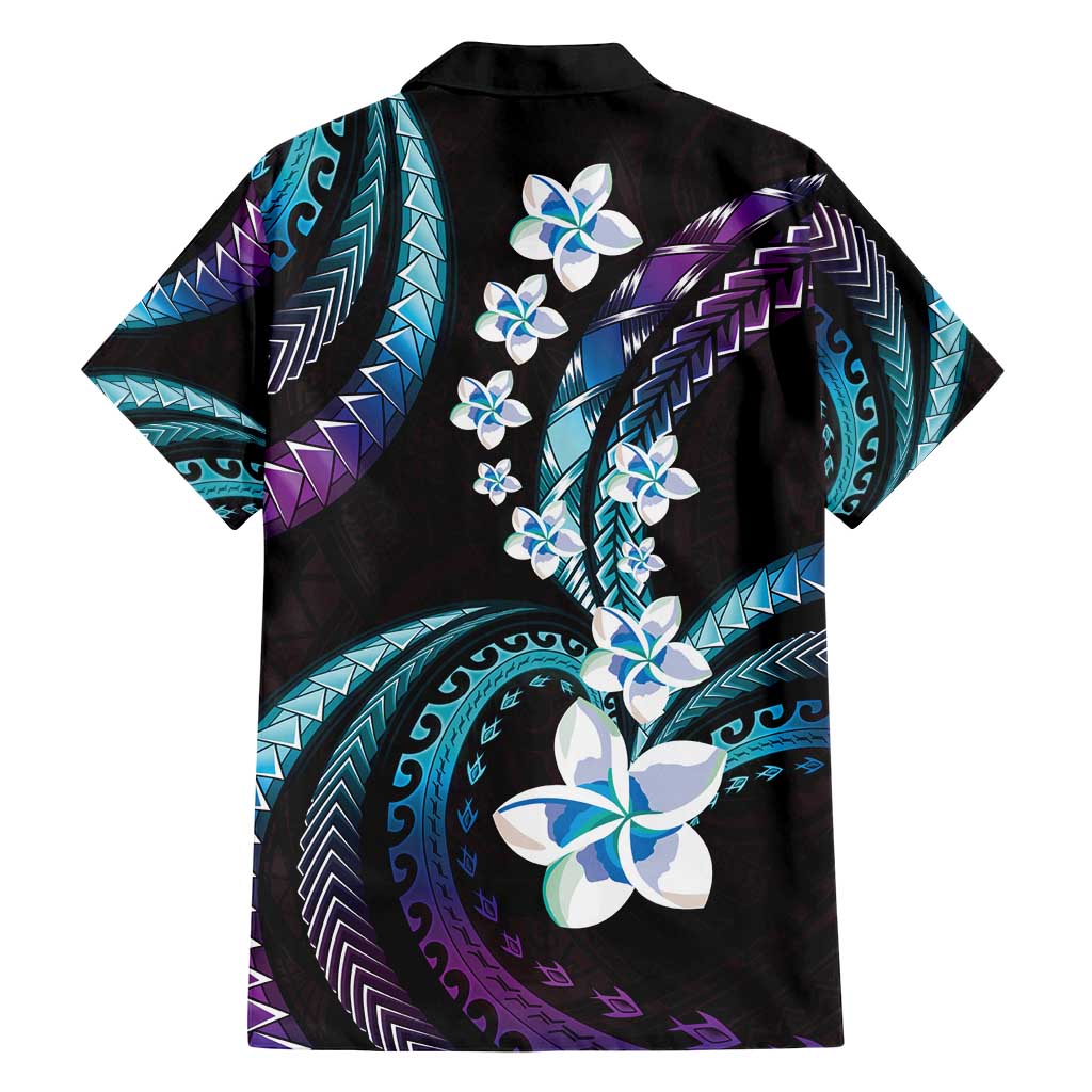 Hawaii Plumeria Family Matching Off Shoulder Maxi Dress and Hawaiian Shirt Amethyst Gradient Polynesian Pattern