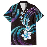 Hawaii Plumeria Family Matching Summer Maxi Dress and Hawaiian Shirt Amethyst Gradient Polynesian Pattern