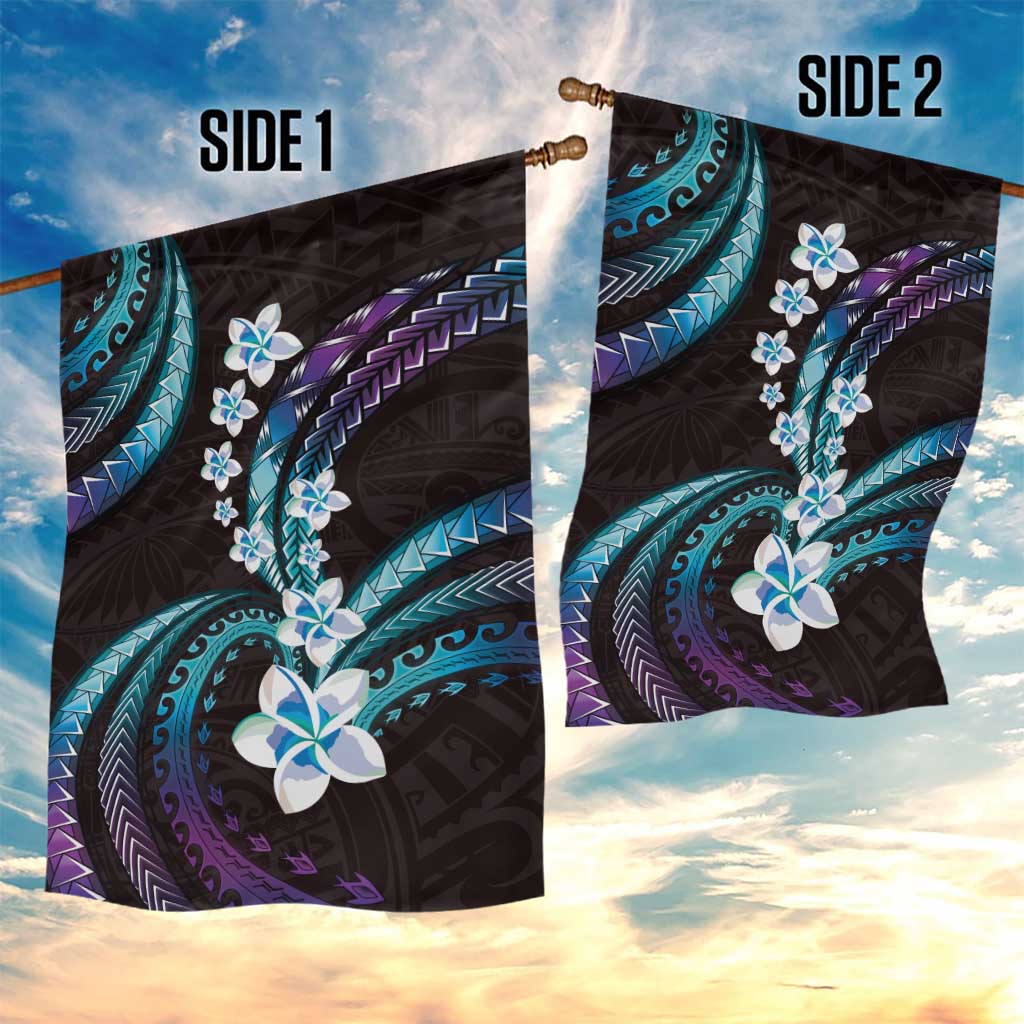 Hawaii Plumeria Garden Flag Amethyst Gradient Polynesian Pattern