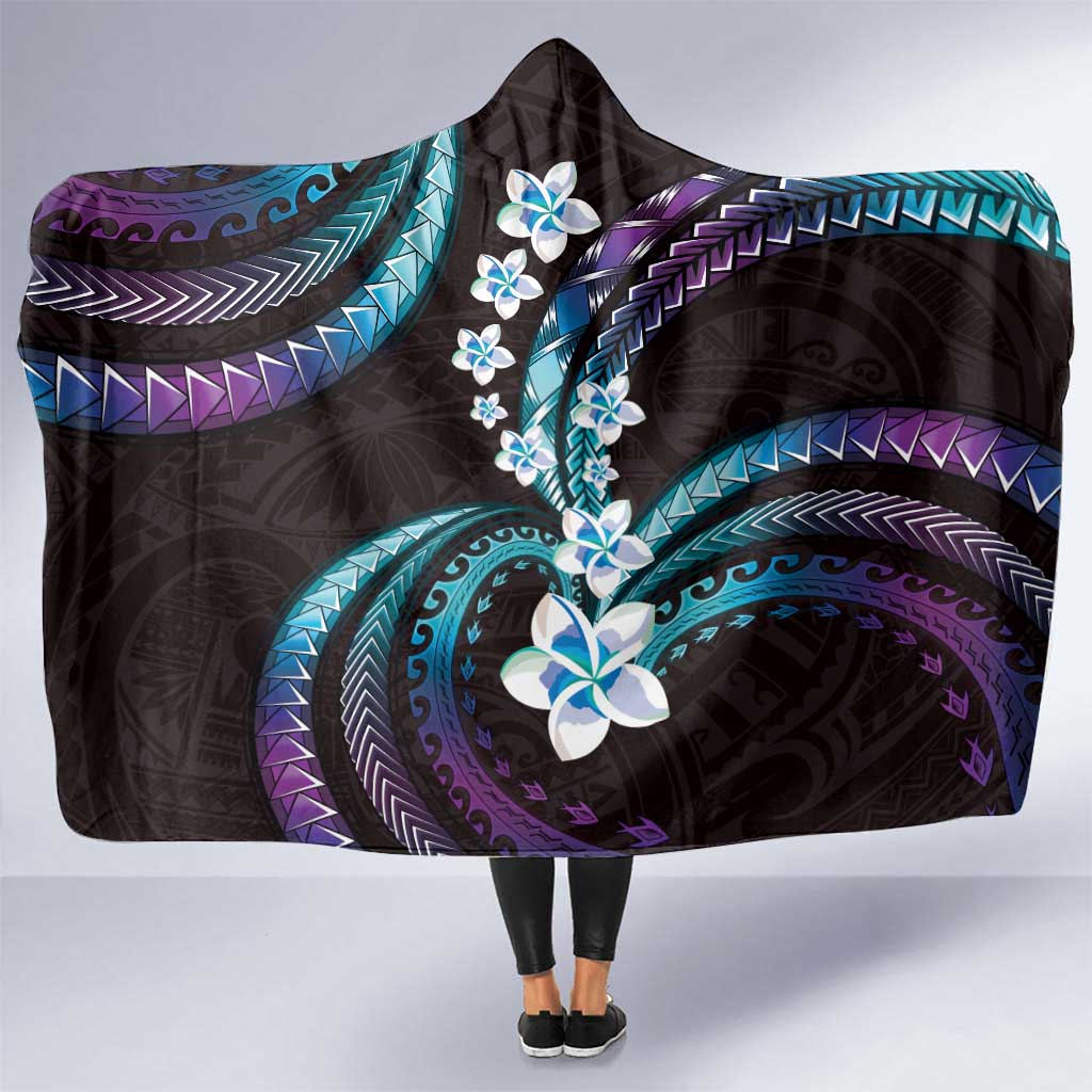 Hawaii Plumeria Hooded Blanket Amethyst Gradient Polynesian Pattern LT01 One Size Purple - Polynesian Pride