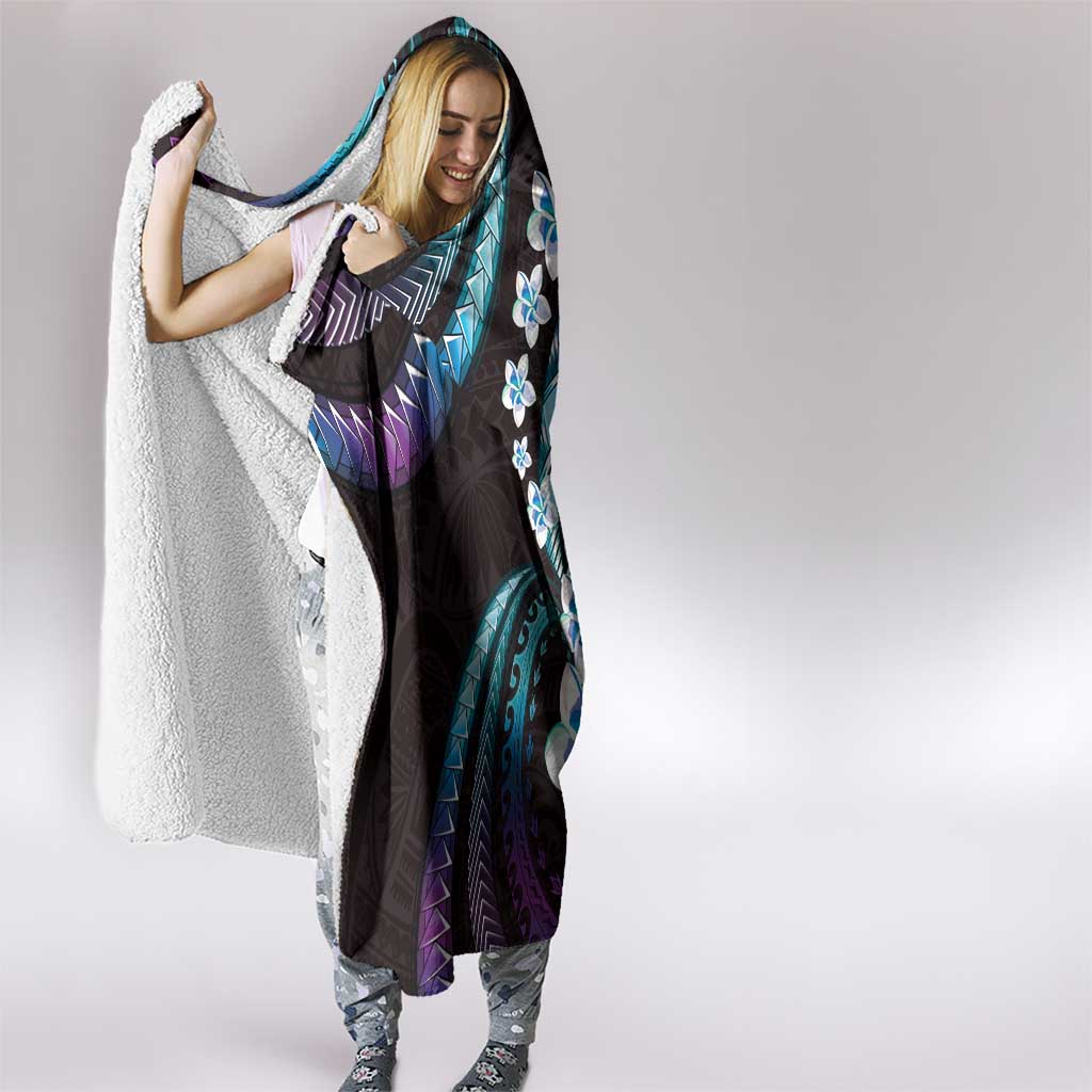 Hawaii Plumeria Hooded Blanket Amethyst Gradient Polynesian Pattern