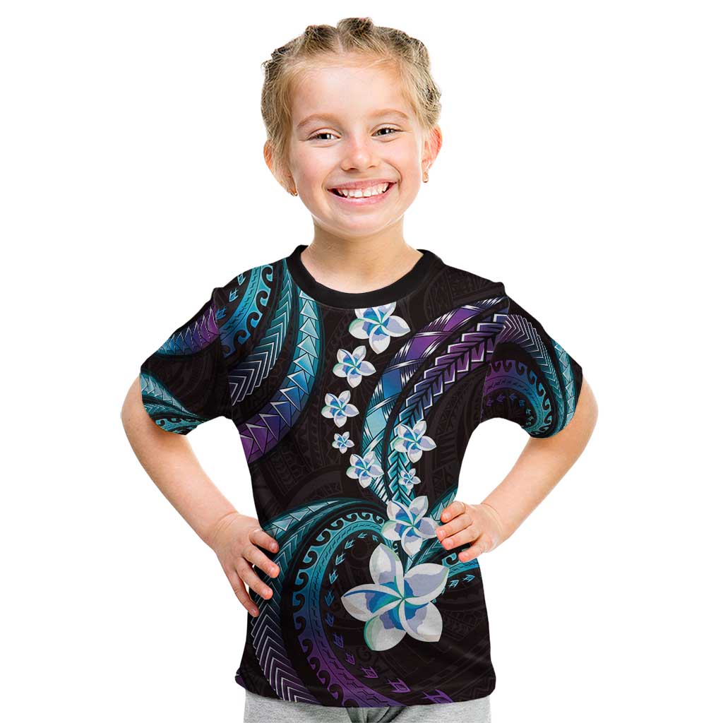 Hawaii Plumeria Kid T Shirt Amethyst Gradient Polynesian Pattern