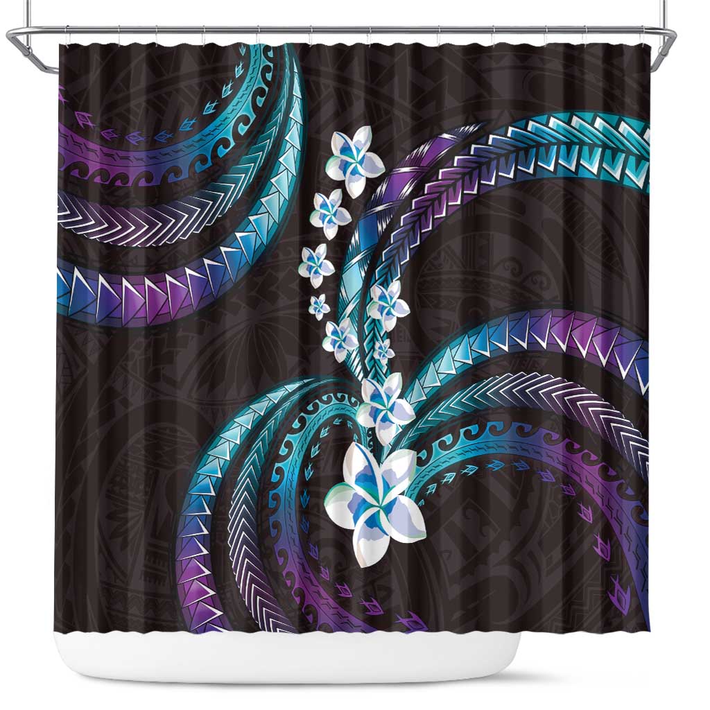 Hawaii Plumeria Shower Curtain Amethyst Gradient Polynesian Pattern LT01 Purple - Polynesian Pride